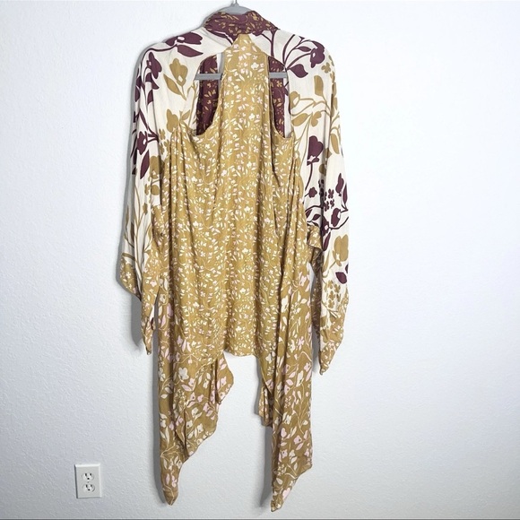Free People Kimono Top Women One Size Open Front Duster Floral Marley Boho P - Picture 7 of 9